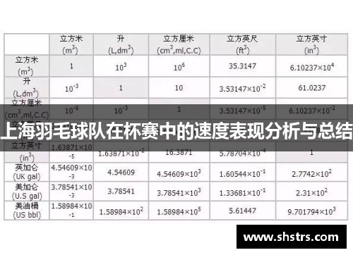 上海羽毛球队在杯赛中的速度表现分析与总结